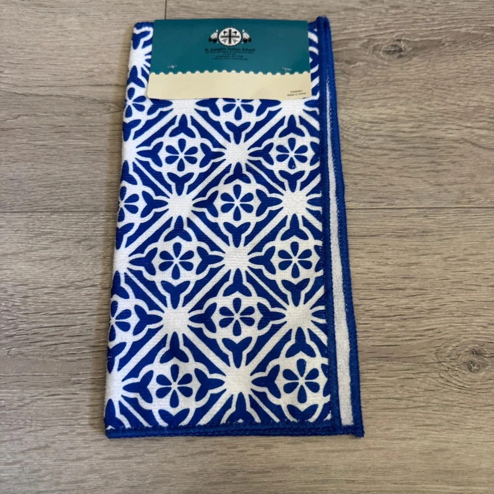 St Josephs School Reusable Microfiber Cleaning Cloth Blue White Tile